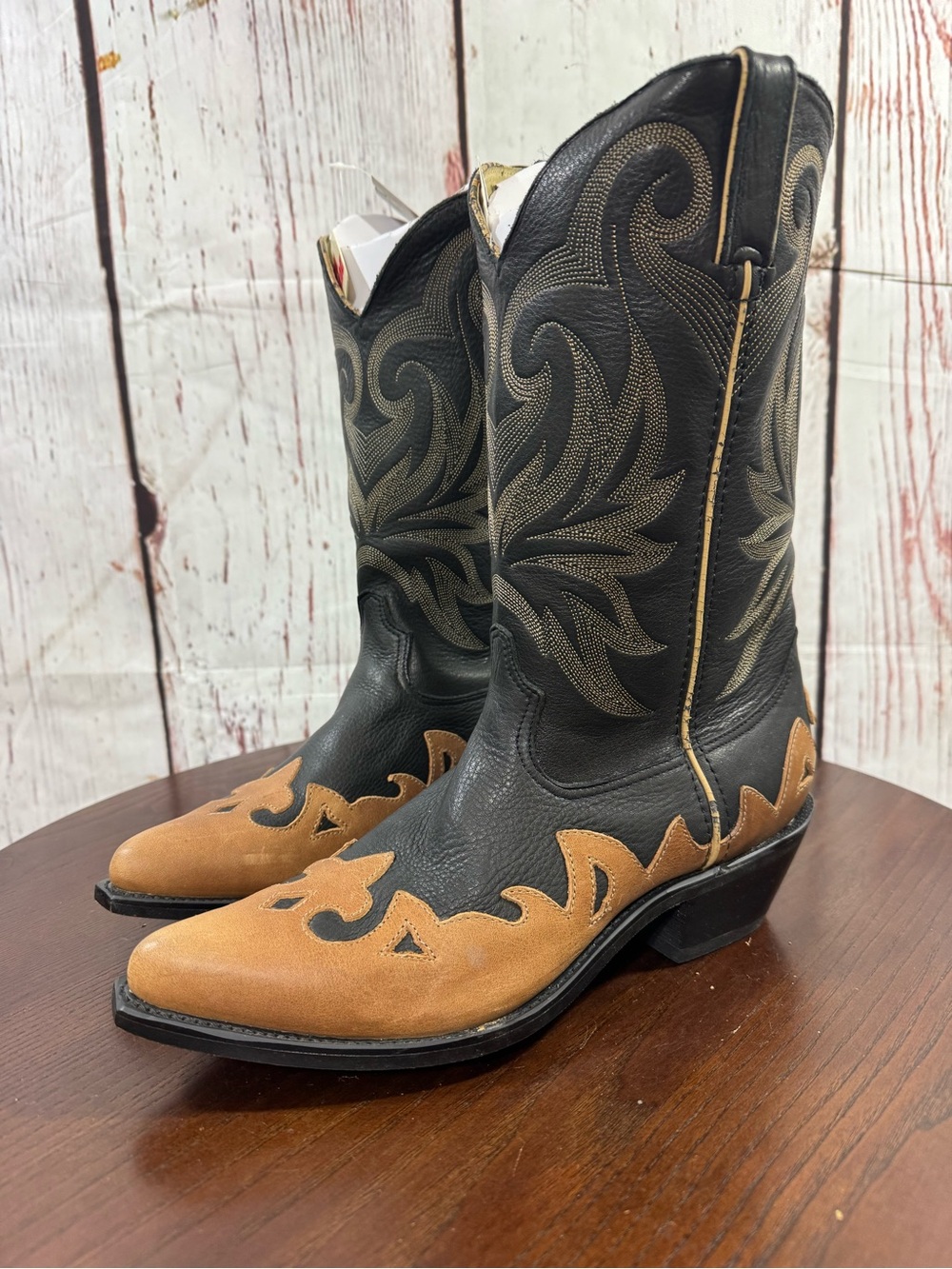 Durango Classic Two-Tone Women’s Western Cowgirl Boots - Black and Tan 9M